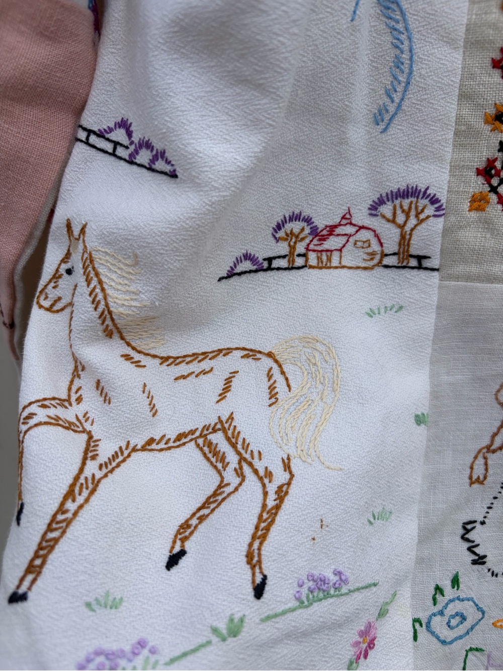 NWT Leeba Marks Dead Stock Vintage Tablecloth Hand Embroidered Blouse Cottage - Picture 12 of 15